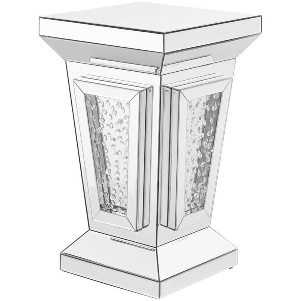 Elegant Decor Modern 24&quot; Clear Crystal Mirrored Accent Pedestal End Table