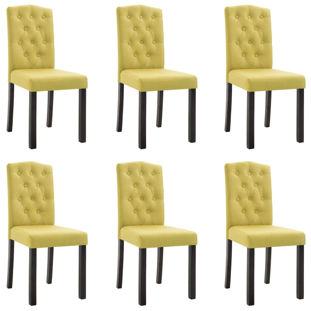 vidaXL Dining Chairs - Set of 6 - Elegant Design, Ergonomic Comfort, Solid Wood Legs, Easy Assembly, Green Fabric Upholstery