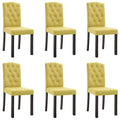 vidaXL Dining Chairs - Set of 6 - Elegant Design, Ergonomic Comfort, Solid Wood Legs, Easy Assembly, Green Fabric Upholstery