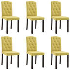 vidaXL Dining Chairs - Set of 6 - Elegant Design, Ergonomic Comfort, Solid Wood Legs, Easy Assembly, Green Fabric Upholstery