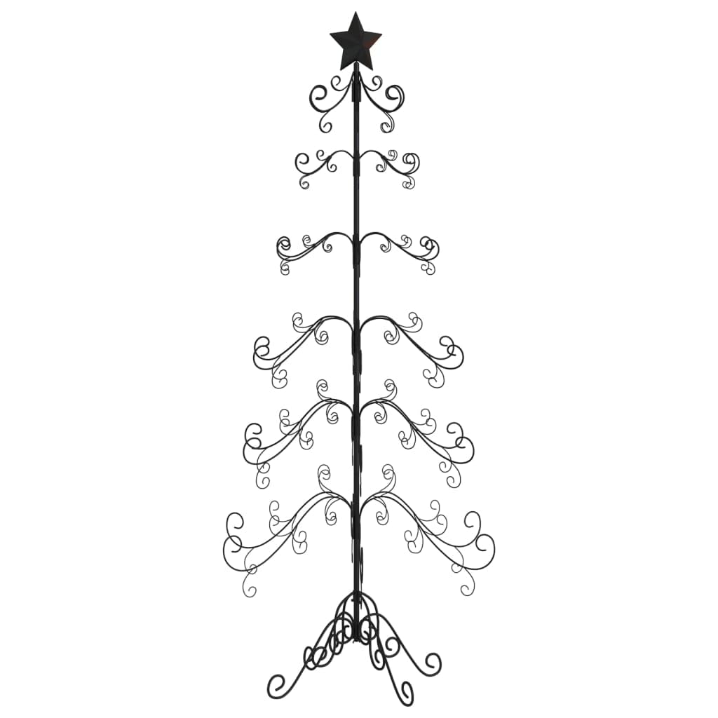 vidaxL Metal Christmas Tree - Sleek Black, 70.9&quot; Tall, DIY Friendly, Easy to Assemble, Ideal for Indoor and Sheltered Outdoor Spaces - Holiday Home Decor Accent