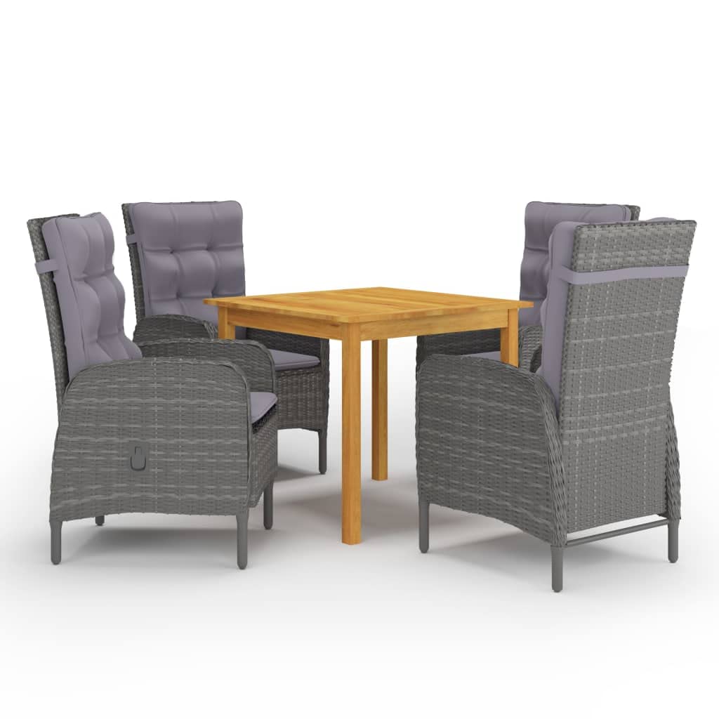 vidaXL Patio Dining Set 5 Piece Garden Outdoor Lawn Yard Terrace Balcony Seat Seating Sitting Dinner Chair and Table Furniture Gray