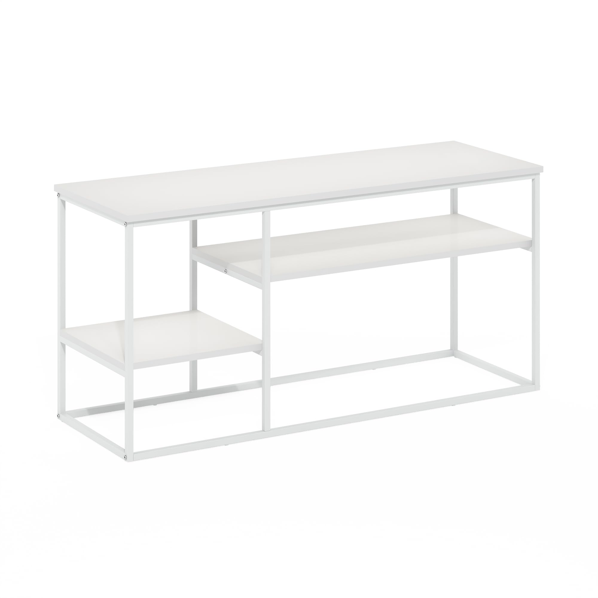 Furinno Moretti Modern Lifestyle TV Stand for TV up to 50 Inch, Solid White/White