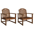 vidaXL Solid Acacia Wood Patio Sofa Chairs - 2 pc Set, Classic Design, Oil Finished, Weather Resistant Outdoor Seating Furniture