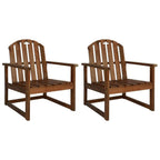 vidaXL Solid Acacia Wood Patio Sofa Chairs - 2 pc Set, Classic Design, Oil Finished, Weather Resistant Outdoor Seating Furniture