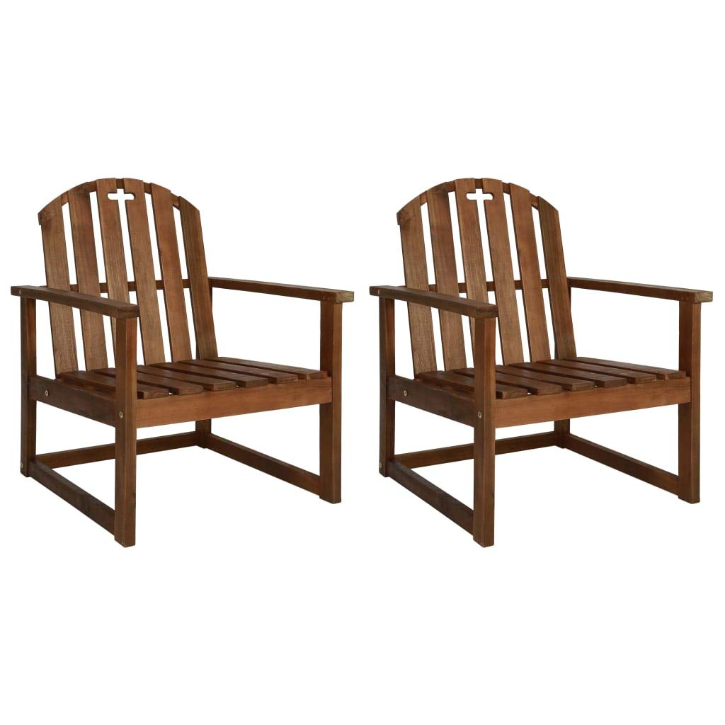 vidaXL Solid Acacia Wood Patio Sofa Chairs - 2 pc Set, Classic Design, Oil Finished, Weather Resistant Outdoor Seating Furniture