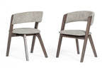 HomeRoots Grey Fabric, Solid Wood, Veneer Set of Two Gray Wenge Dining Chairs