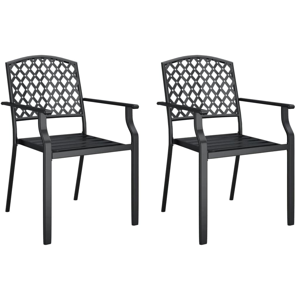 vidaXL Anthracite Steel Patio Dining Set, Including a Stable Table and Stackable Chairs with Armrests for Outdoor Garden, Porch and Balcony