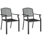 vidaXL Anthracite Steel Patio Dining Set, Including a Stable Table and Stackable Chairs with Armrests for Outdoor Garden, Porch and Balcony