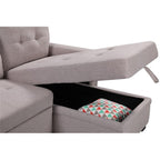 Lilola Home Nathan Light Gray Reversible Sleeper Sectional Sofa with Storage Chaise, USB Charging Ports and Pocket