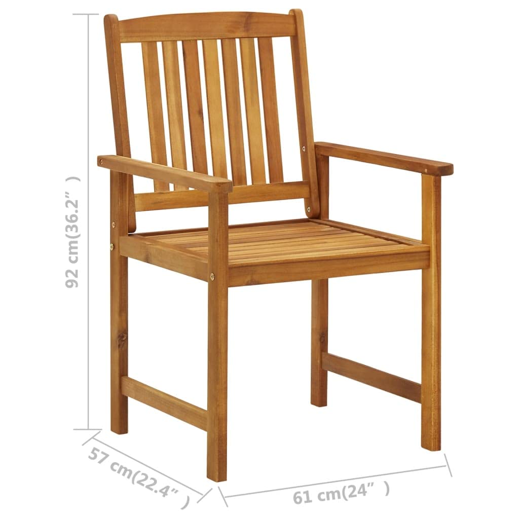 vidaXL Set of 2 Outdoor Patio Chairs with Blue Cushions - Solid Acacia Wood Slatted Design - Easy Assembly - Ideal for Garden, Balcony, Deck
