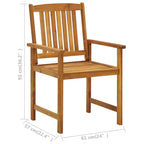 vidaXL Set of 2 Outdoor Patio Chairs with Blue Cushions - Solid Acacia Wood Slatted Design - Easy Assembly - Ideal for Garden, Balcony, Deck