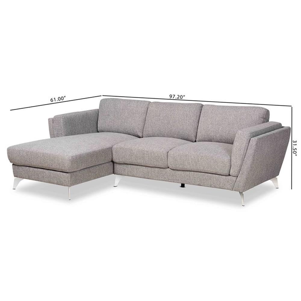 Baxton Studio Mirian Grey Fabric Sectional Sofa with Left Facing Chaise