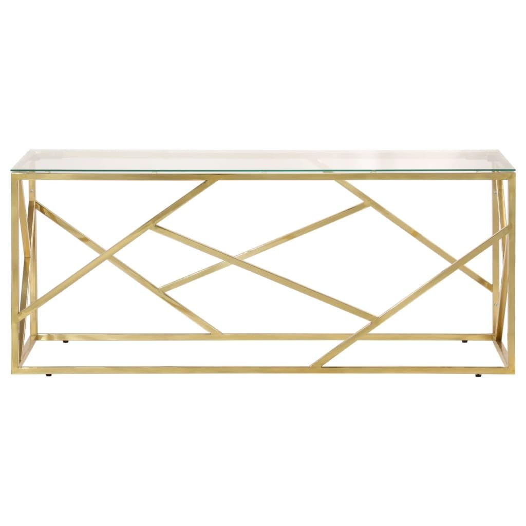 vidaXL Elegant Gold Stainless Steel and Tempered Glass Coffee Table - Thumbnail 2