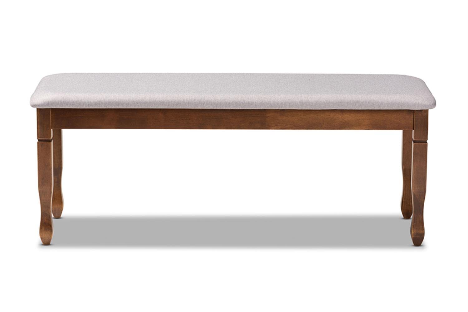 Baxton Studio Corey Modern and Contemporary Grey Fabric Upholstered and Walnut Brown Finished Wood Dining Bench