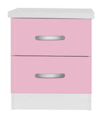 Better Home Products Cindy Faux Wood 2 Drawer Nightstand in Pink and White