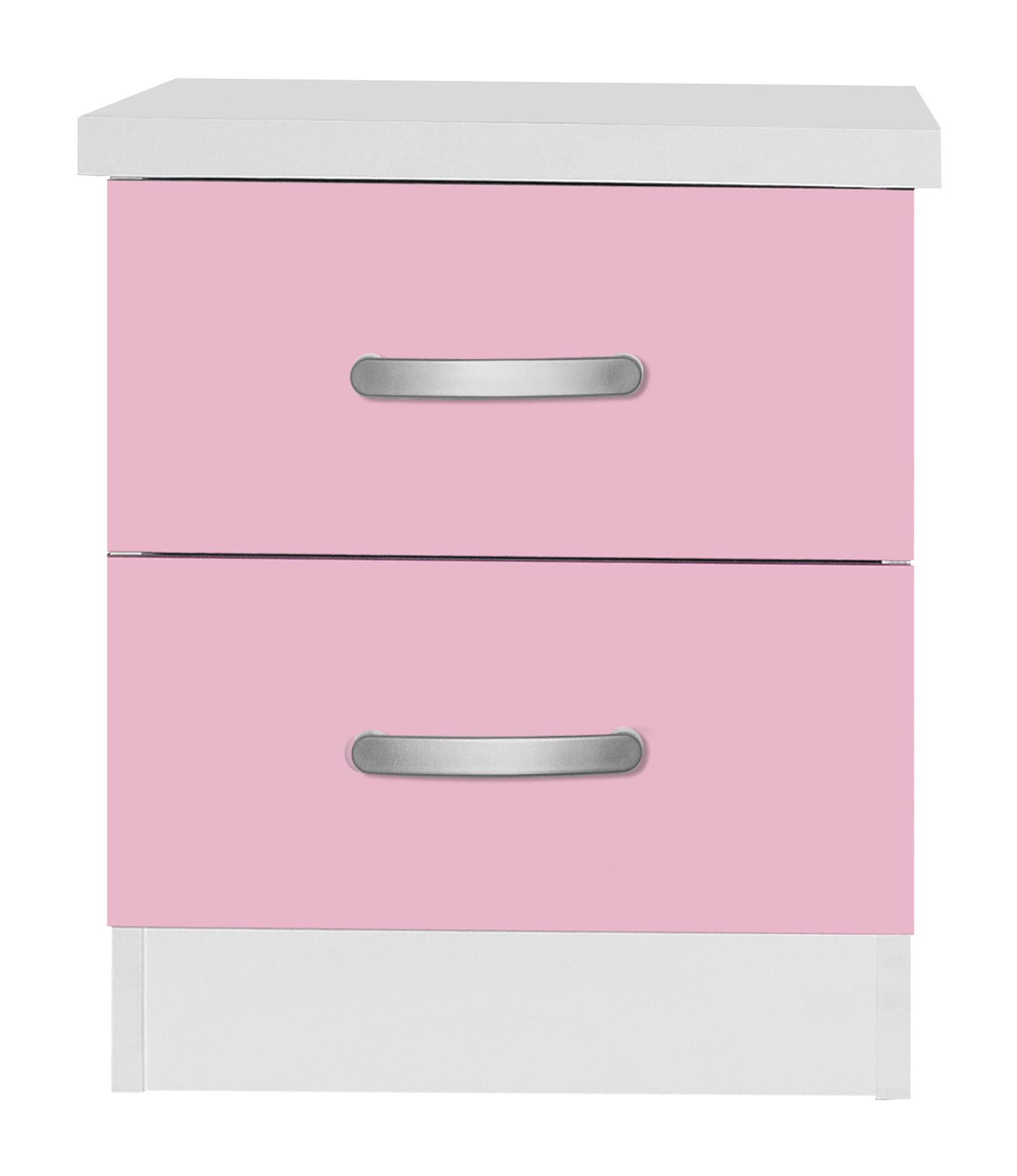 Better Home Products Cindy Faux Wood 2 Drawer Nightstand in Pink and White