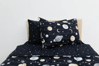 Beddy's Twin Zipper Bedding Set - Outer Space Theme - Black Polyester - Includes Pillowcase & Sham