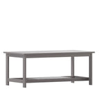 Flash Furniture Charlestown Two Tiered Commercial Grade Adirondack Coffee Table - Gray Finish Poly Resin Wood - All-Weather - Slatted Shelf Design,Grey