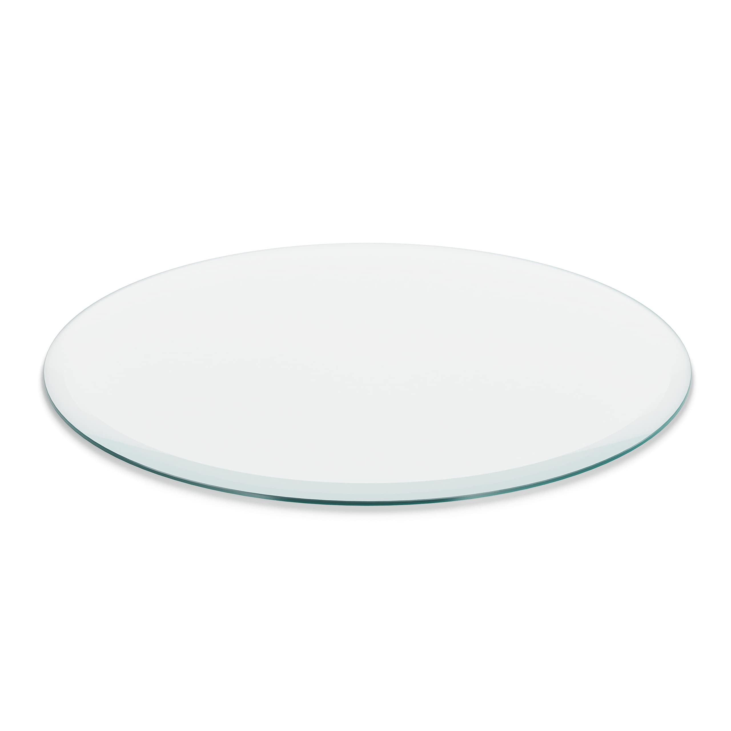 Better Bevel 20' Inch Round Glass Table Top | Tempered Glass Protector | Anti-Slip Pads/Bumpers | Coffee, Dining Table
