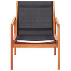 vidaXL Outdoor Patio Lounge Chair - Black | Made with Durable Solid Eucalyptus Wood and Breathable Textilene Fabric | Weather-Resistant and Easy to Assemble