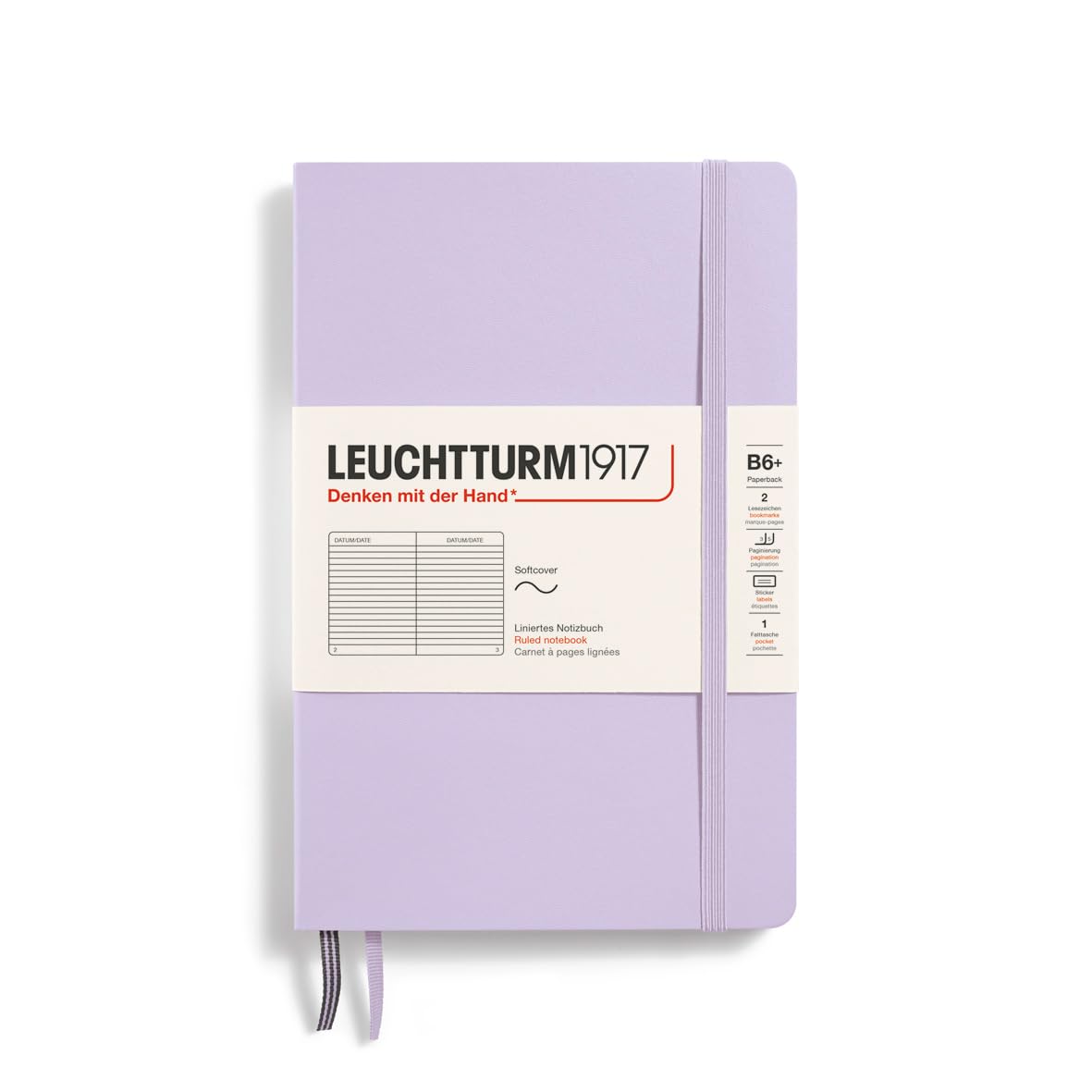 Leuchtturm1917 - Notebook Softcover Paperback B6+ - 123 Numbered Pages For Writing And Journaling (Ruled, Lilac)