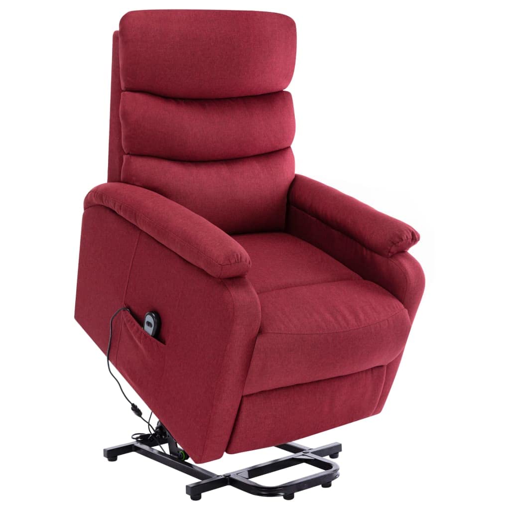 vidaXL Power Lift Recliner with Massage Function, Adjustable Backrest and Footrest, Easy Assembly, Durable Fabric Upholstery, Perfect for Elderly or Mobility Issues, Wine Red