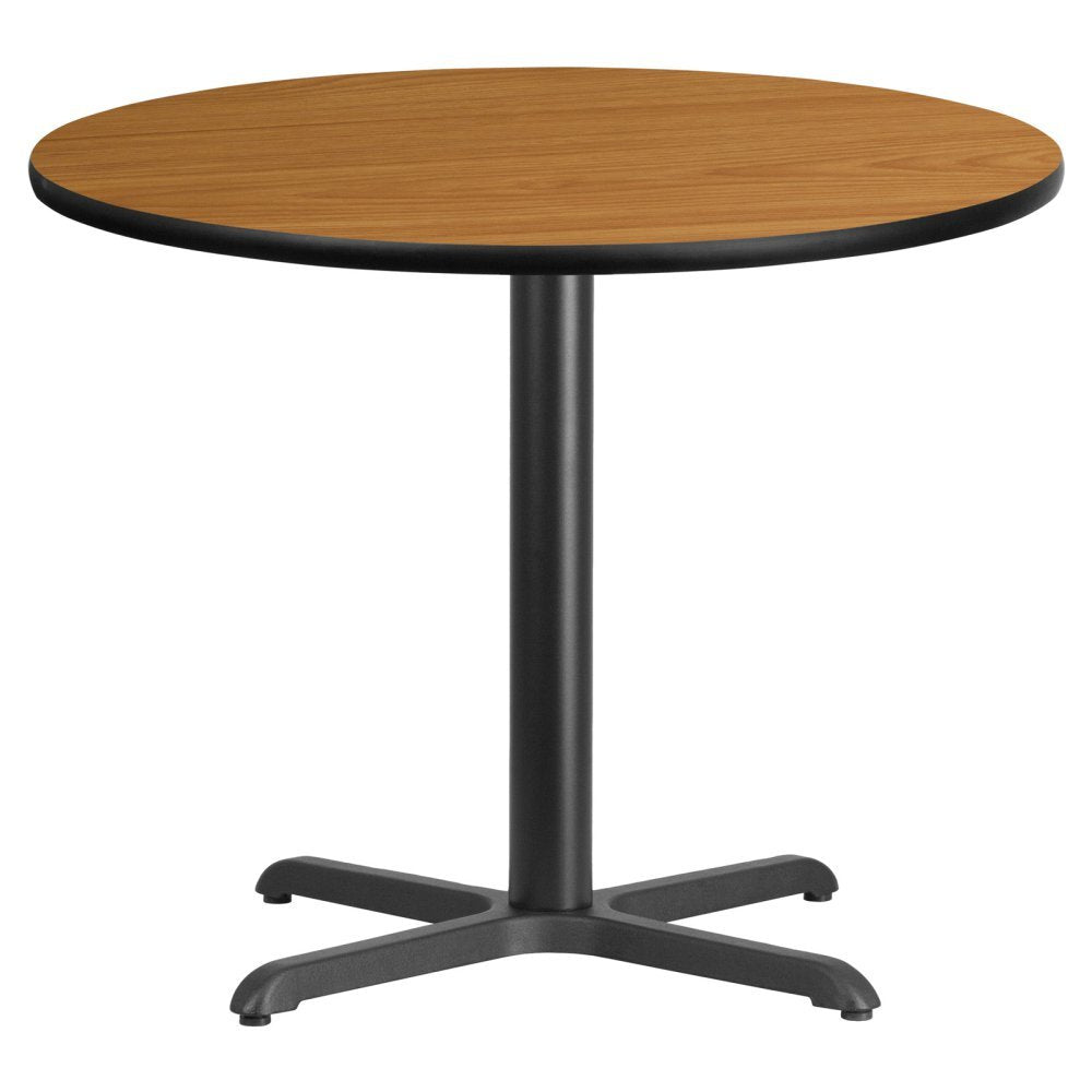 Flash Furniture Graniss 36'' Round Natural Laminate Table Top with 30'' x 30'' Table Height Base