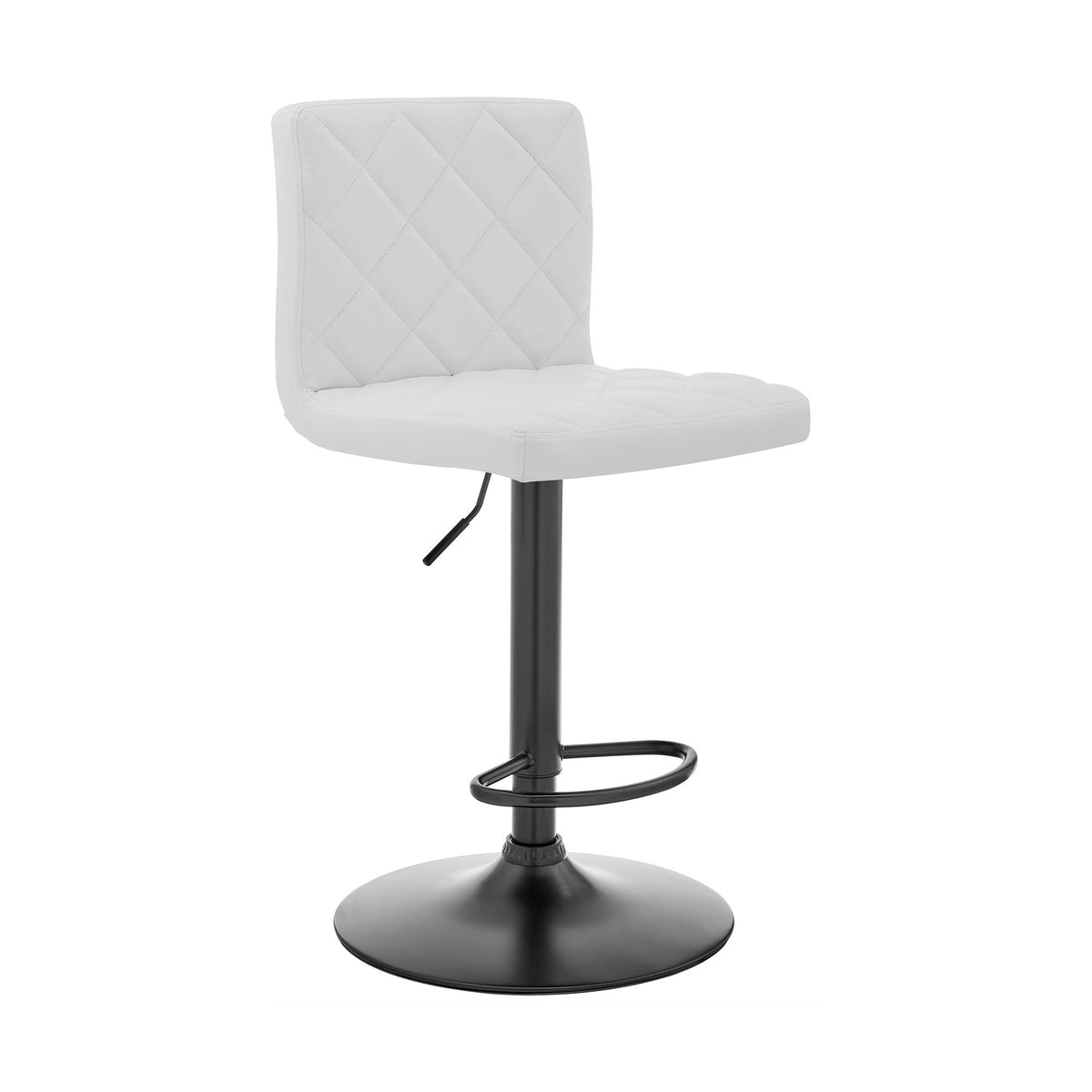 HomeRoots Plywood, Metal, Faux Leather White Faux Leather Swivel Adjustable Bar Stool