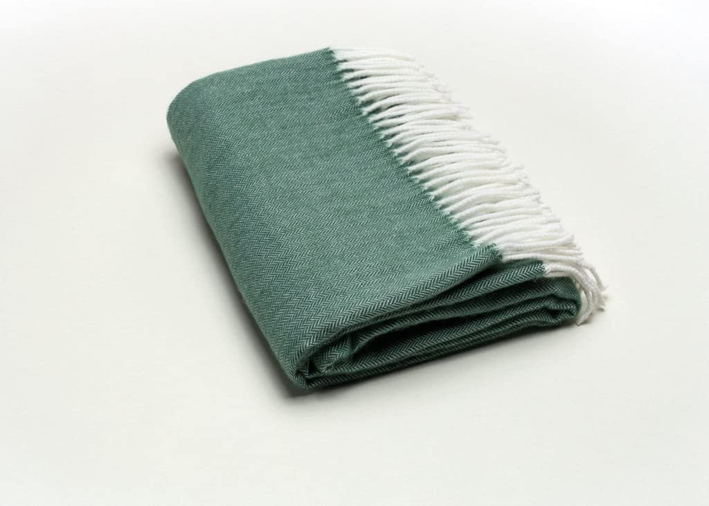 HomeRoots Moss Green Soft Acrylic Herringbone Throw Blanket