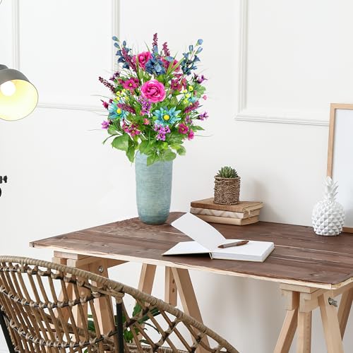Admired By Nature 30 Stem Artificial Flowers Morning Glory & Ranunculus Bush Spring Faux Flower Arrangement For Indoor Wedding H