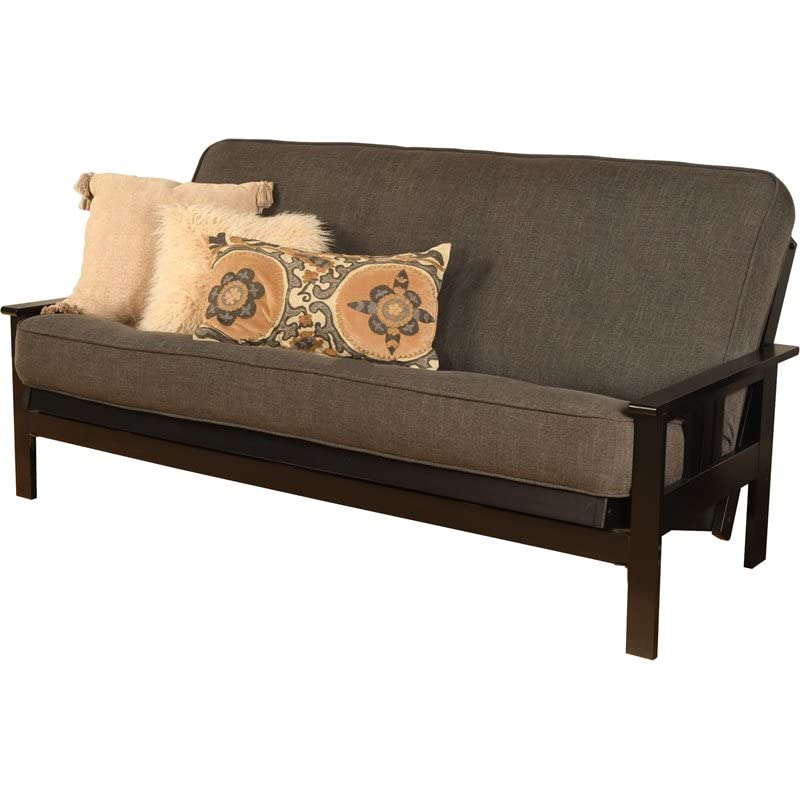 Kodiak Furniture Monterey Black Sofa with Linen Charcoal Fabric Mattress
