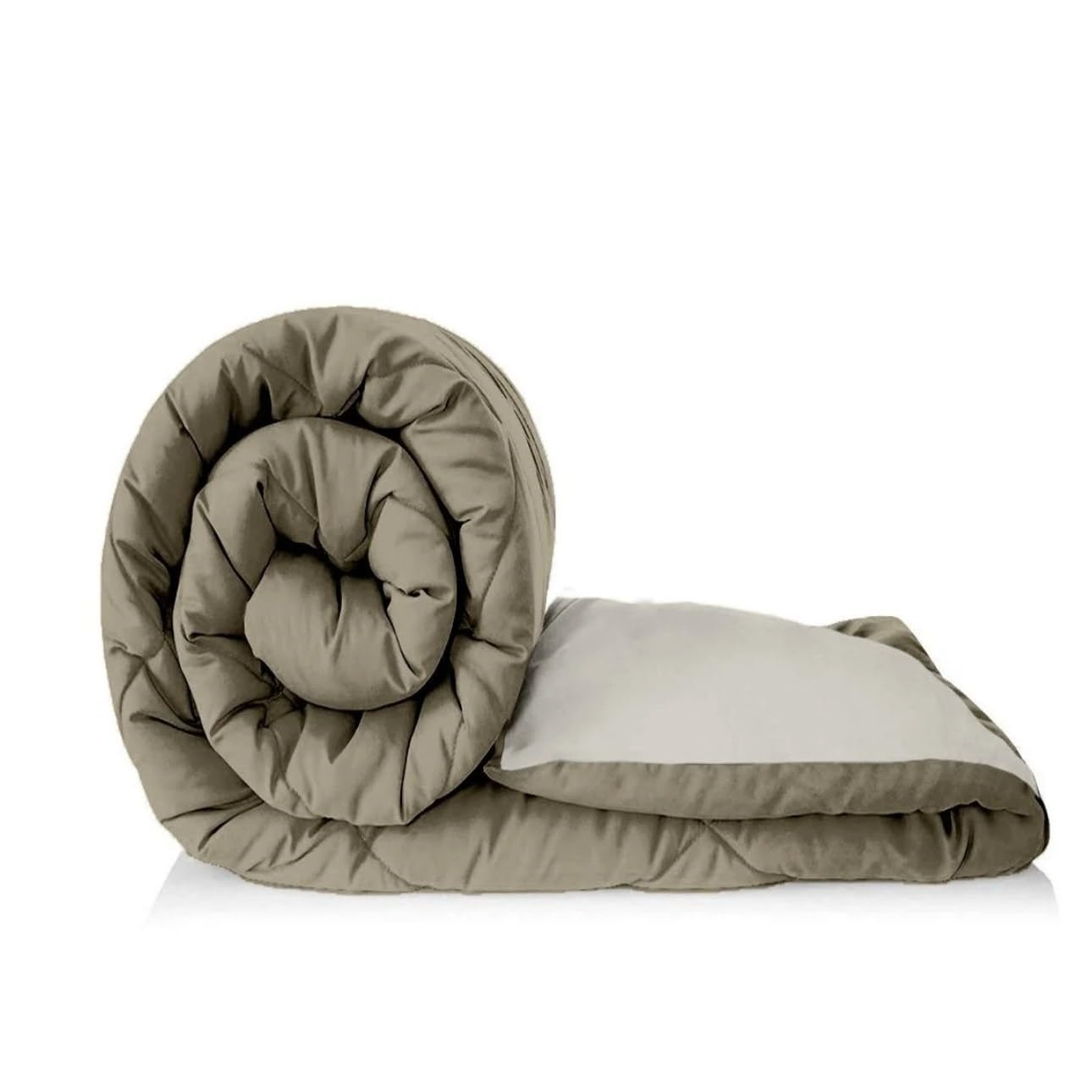 Demani Homes Poly Cotton Single Bed Comforter In Sand & Cream | Reversible Bedding With Smooth Finish For Bedroom Interiors | Ge