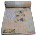 Yuvancrafts Indian Vintage Patchwork Kantha Quilt Pure Cotton Traditional Quilt Blanket Bedspreads Throw Gudari