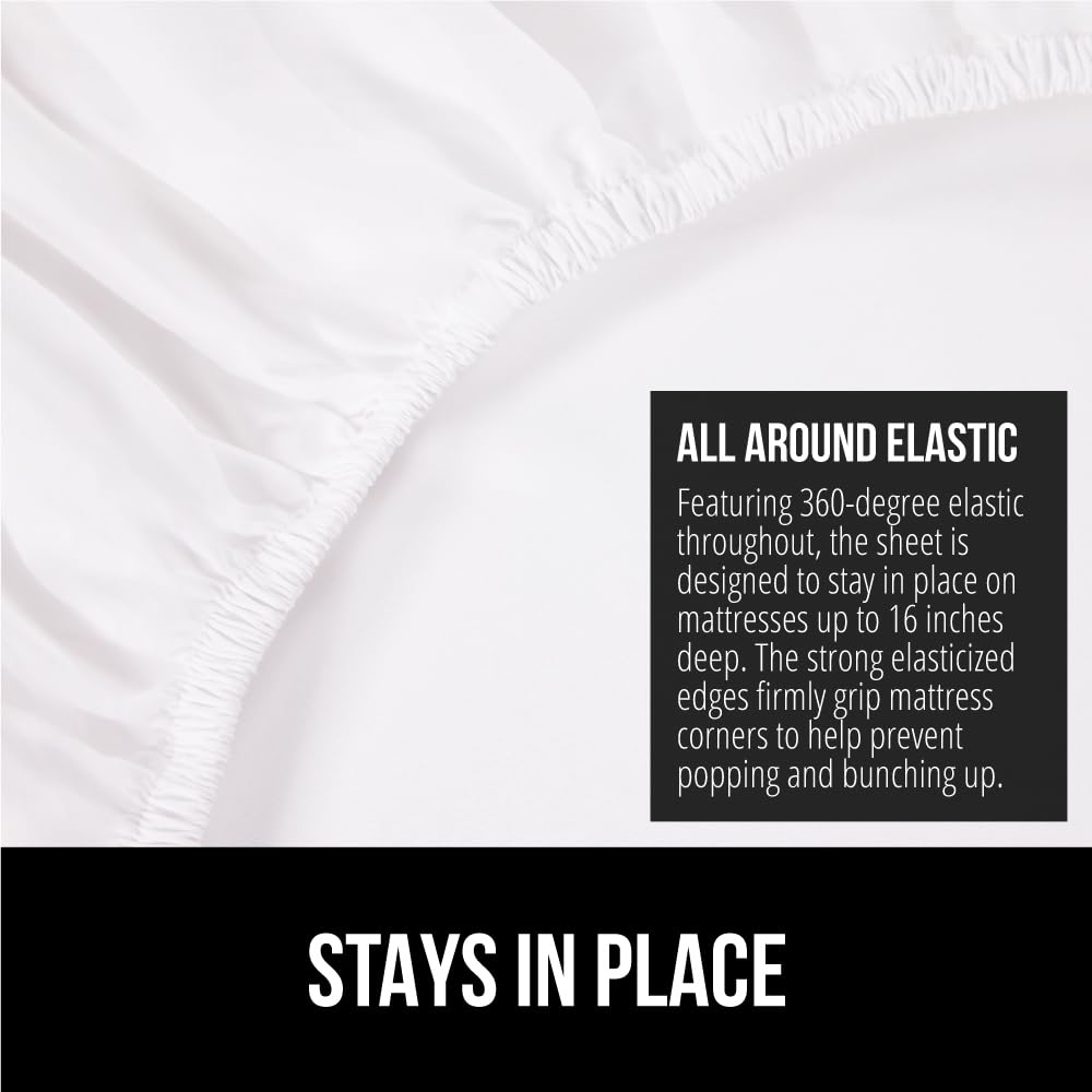 Gorilla Grip Fitted Sheets, Stay In Place Queen Size Bottom Bed Sheet For Deep Pocket Mattress, Soft Breathable Lightweight Microfiber, All Around Elastic, Oeko-Tex, Wrinkle And Shrink Resistant White