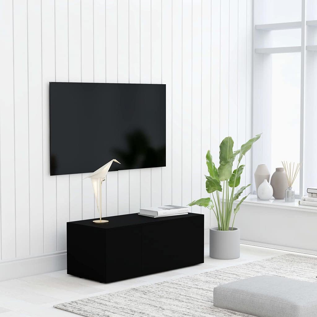 vidaXL TV Cabinet Black 31.5&quot;x13.4&quot;x11.8&quot; Chipboard