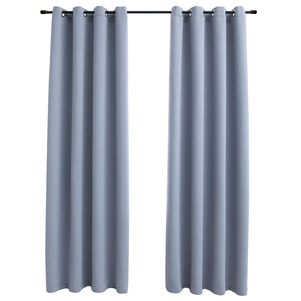 Vidaxl Blackout Curtains With Rings - Gray - 54&quot;X95&quot; - Fabric Material - Ideal For Living Room, Bedroom, Office - Machine Washable - Blocks Up To 95% Light