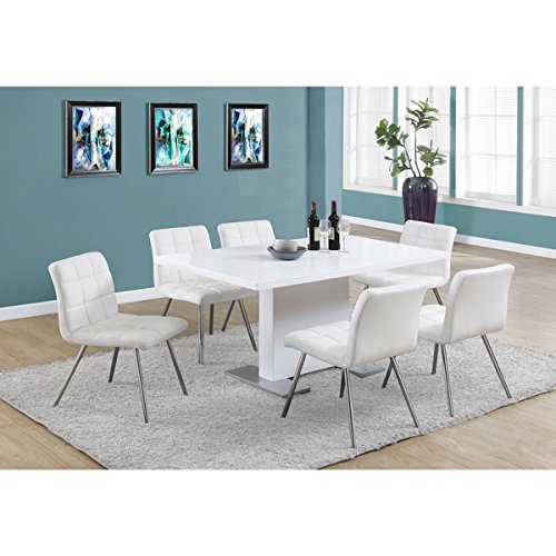 White Faux Leather Chrome Metal Dining Chair (Set of 2)