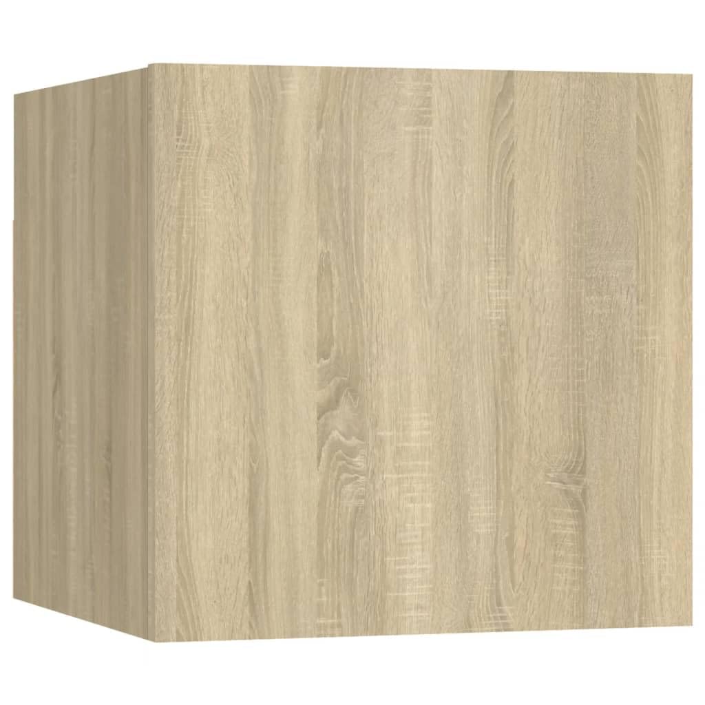 vidaXL Bedside Cabinet - Wall-Mounted, Sonoma Oak, Flexi-Door Design, Spacious Storage, Easy to Clean, 12&quot;x11.8&quot;x11.8&quot; Engineered Wood