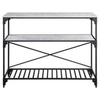 Acme Jakob 3 Tier Shelves Kitchen Island with Metal Frame in Black and Concrete