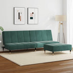 vidaXL 2 Seater Sofa Bed with Footstool Dark Green Velvet