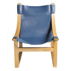 Steve Silver Furniture Oak & Cobalt Hammock Sling, Natural Leather, Steam Bent Arms, Natural Comfort, Leather, Oak Solids, Accent Chair, Living Room Furniture, 26.3 x 28.3 x 37, Blue