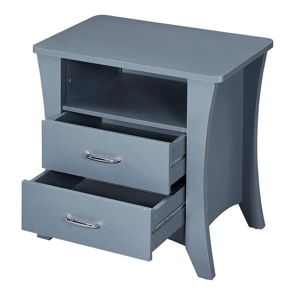 Acme Colt 2-Drawer Wooden Nightstand in Gray