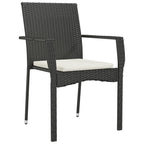 vidaXL Garden Patio Chairs with Cushions, Outdoor Seating - 2 pcs Set, Weather-Resistant Poly Rattan, Powder-Coated Steel Frame, Easy Assembly - Black with Cream White Cushions