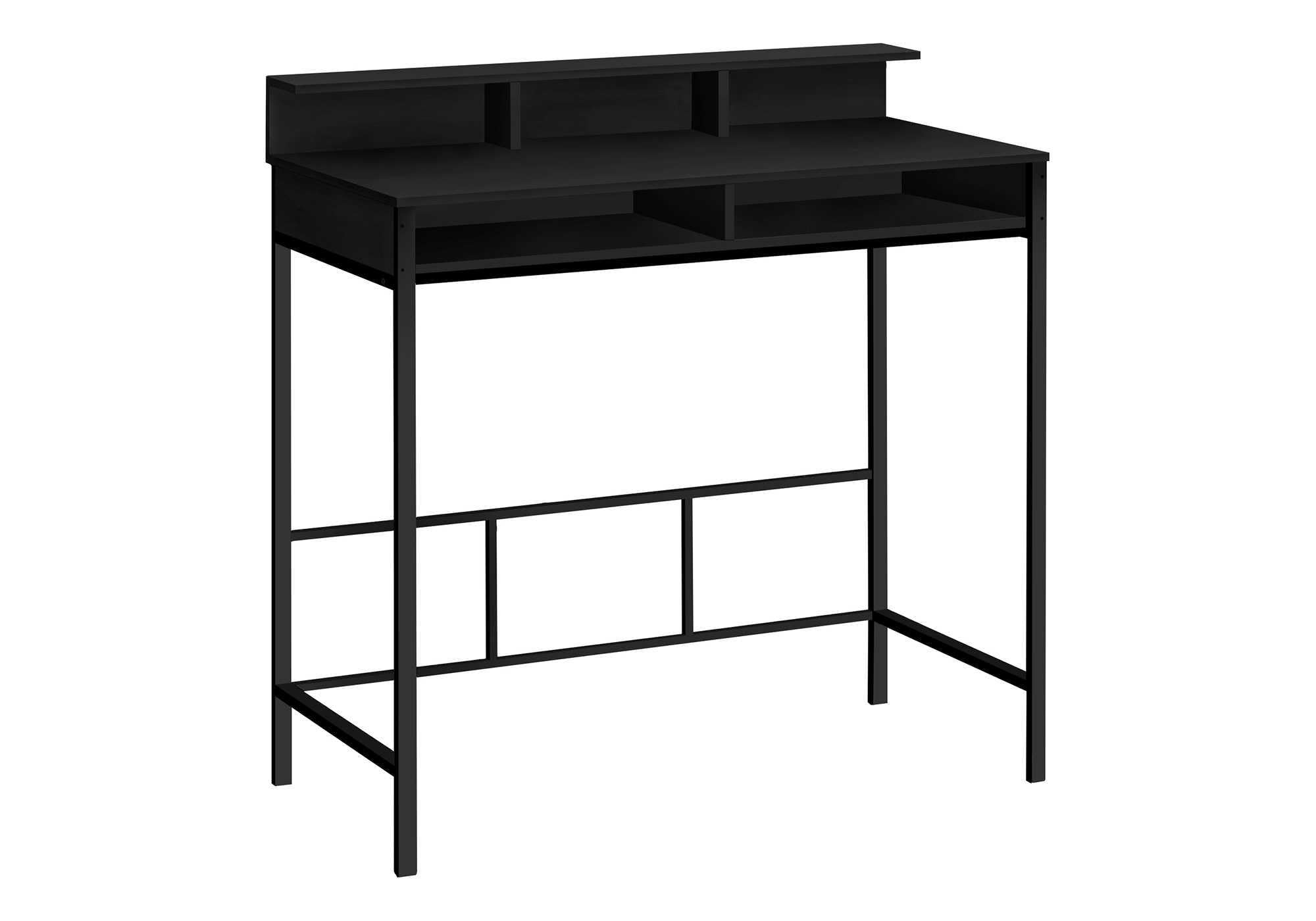 Monarch Specialties 7700 Computer Desk, Home Office, Standing, Storage Shelves, 48' L, Work, Laptop, Laminate, Contemporary, Modern Desk-48 Height, 47.25' L x 23.75' W x 47.5' H, Black/Black Metal