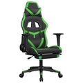 vidaXL Faux Leather Gaming Chair with Adjustable Comfort Features and Footrest – Black and Green - Ideal for Gaming, Home Office or Living Room