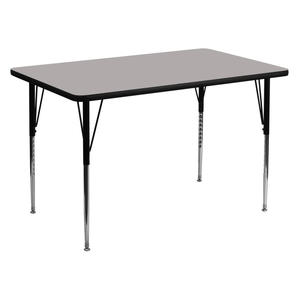 Flash Furniture 30''W X 48''L Rectangular Activity Table With Grey Thermal Fused Laminate Top And Standard Height Adjustable Legs [Xu-A3048-Rec-Gy-T-A-Gg]