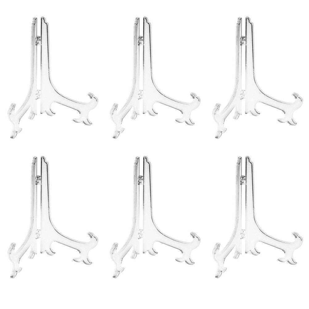 Artliving 8 Inch Clear Plastic Easels or Stand/Plate Holders to Display Pictures or Other Items at Weddings, Home Decoration, Bi