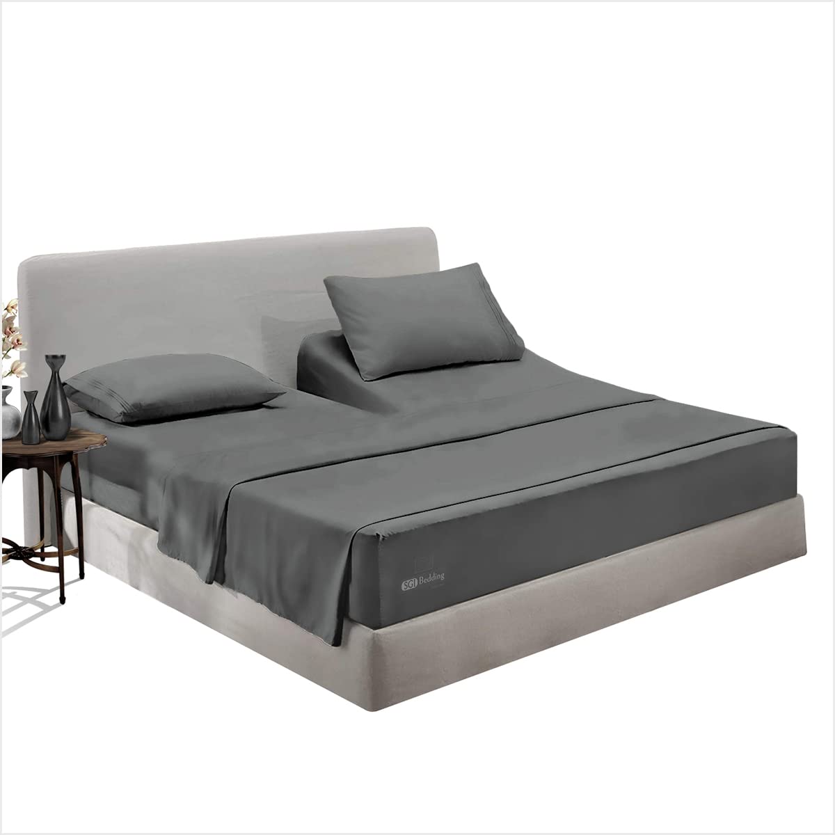 Sgi Bedding 28' Queen Split Top Flex Head Sheet Set 1800 Microfiber Threads Flex Top Sheet For Adjustable Bed 4 Pcs Sheet Set 1