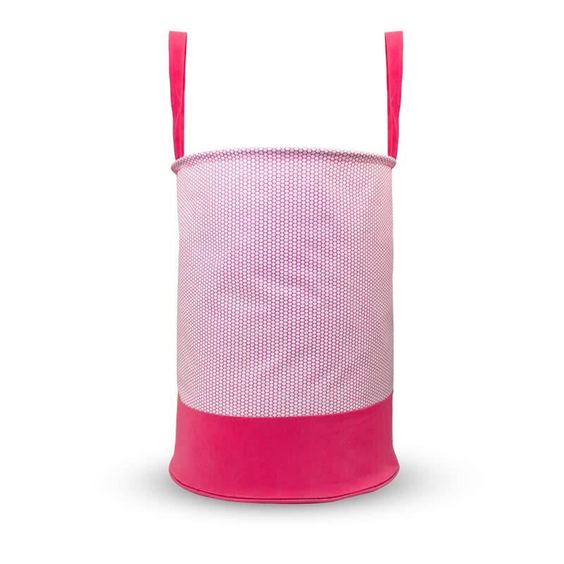 Craft Bazar Pink Bee Hive Print 45 L Laundry Basket for Clothes & Toys With Lid & Side Handles Durable Foldable and Collapsible 